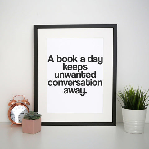 A book a day funny reading print poster framed wall art decor - Graphic Gear