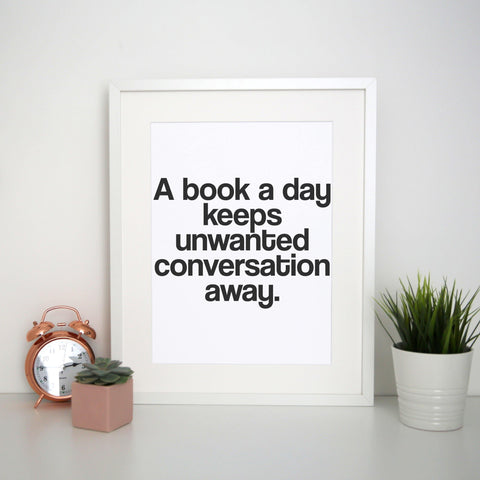 A book a day funny reading print poster framed wall art decor - Graphic Gear