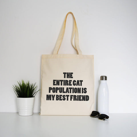 The entire cat population funny tote bag canvas shopping - Graphic Gear