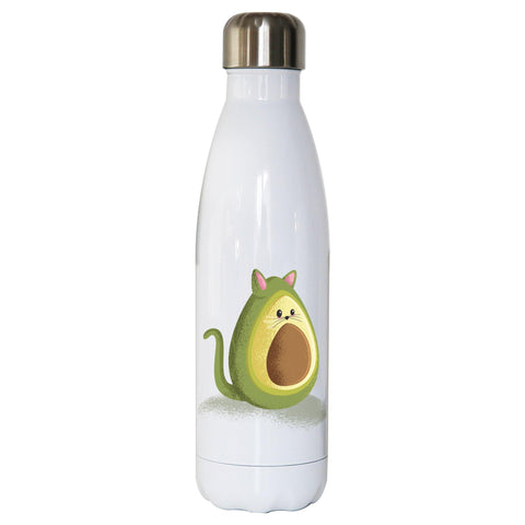 Avocado cat funny water bottle stainless steel reusable - Graphic Gear