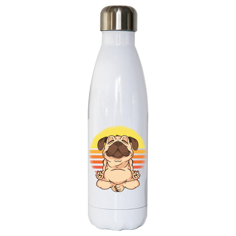 Yoga pug funny dog Water bottle stainless steel reusable - Graphic Gear