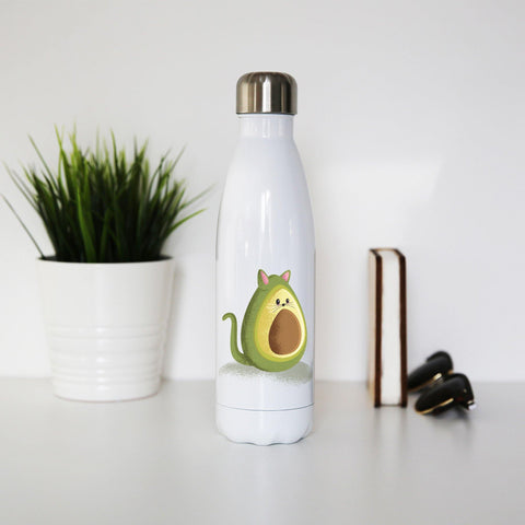 Avocado cat funny water bottle stainless steel reusable - Graphic Gear