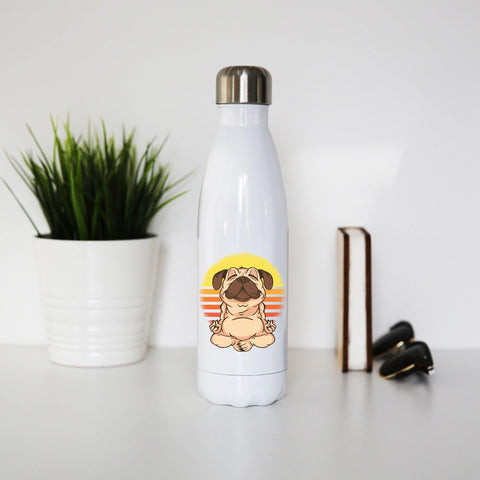 Yoga pug funny dog Water bottle stainless steel reusable - Graphic Gear