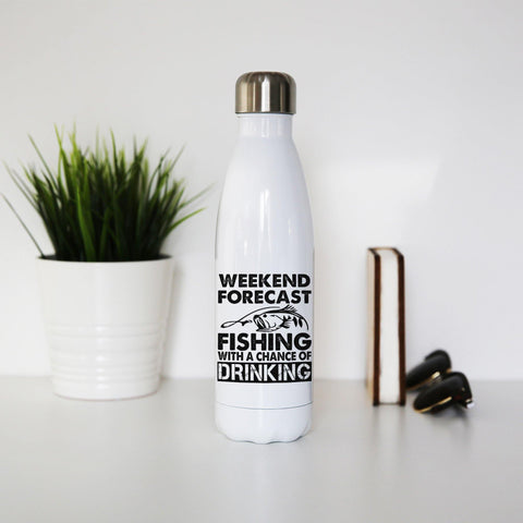 Weekend forecast fishing funny water bottle stainless steel reusable - Graphic Gear