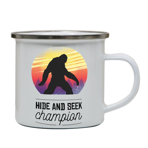Bigfoot hide & seek champion funny enamel camping mug outdoor cup - Graphic Gear