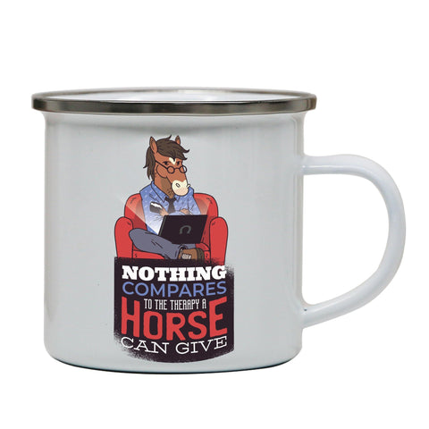 Horse therapy funny enamel camping mug outdoor cup - Graphic Gear