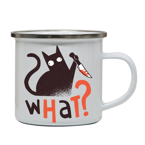 Murder cat funny Enamel camping mug outdoor cup - Graphic Gear