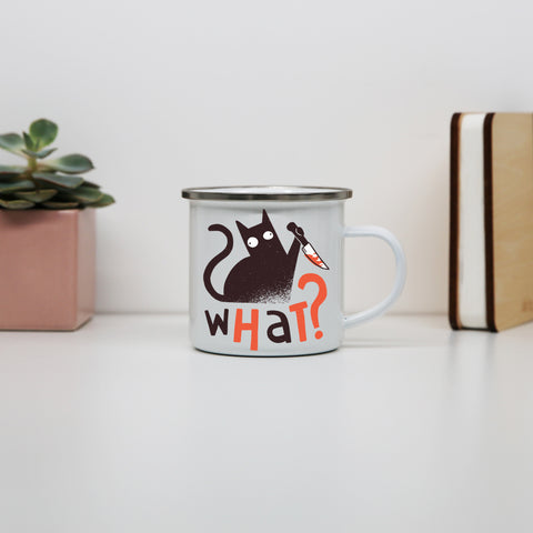 Murder cat funny Enamel camping mug outdoor cup - Graphic Gear