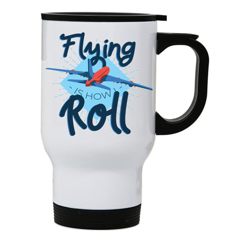 Flying airplane funny stainless steel travel mug eco cup - Graphic Gear