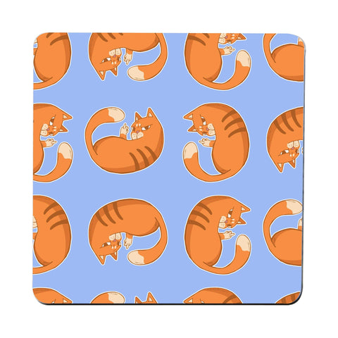 Orange cat pattern design funny illustration coaster drink mat - Graphic Gear
