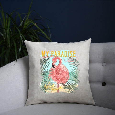 My paradise flamingo illustration cushion cover pillowcase linen home decor - Graphic Gear