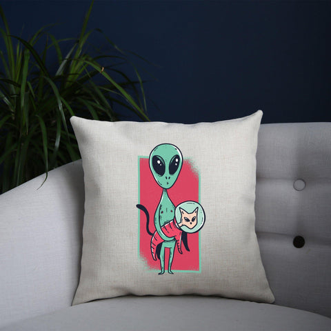 Space alien cute cat funny Cushion cover pillowcase linen home decor - Graphic Gear