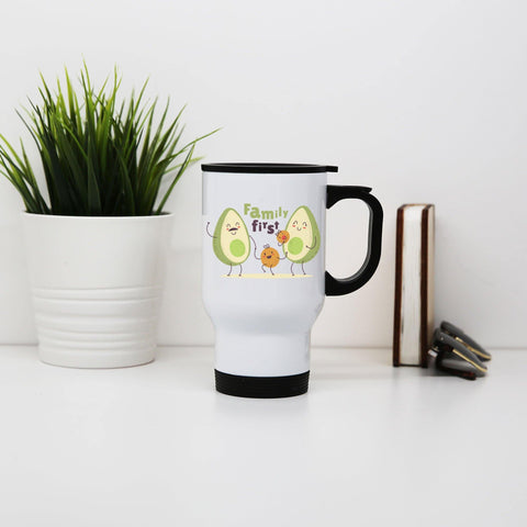 Cute avocado family funny food quote stainless steel travel mug eco cup - Graphic Gear