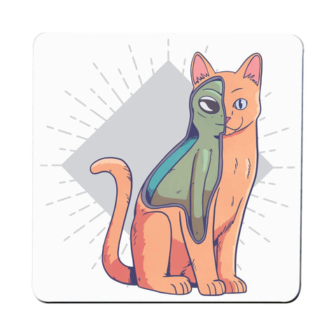 Alien cat funny costume coaster drink mat - Graphic Gear