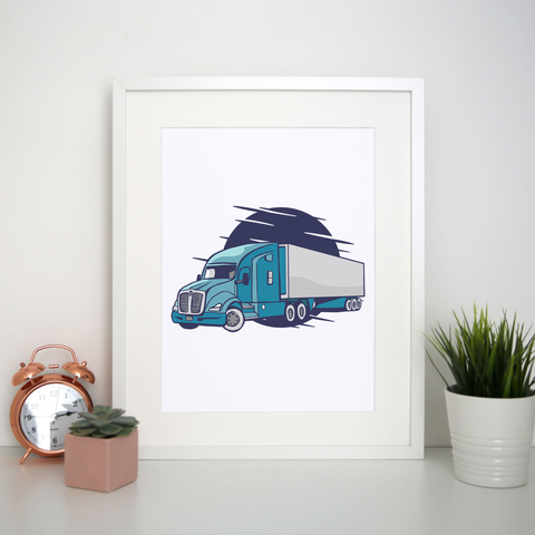 Semi truck illustration print poster wall art decor - Graphic Gear