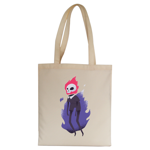 Halloween flaming skull tote bag canvas shopping - Graphic Gear