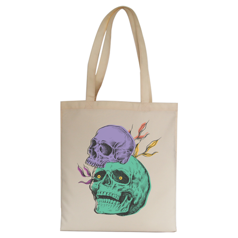 Creepy skulls tote bag canvas shopping - Graphic Gear