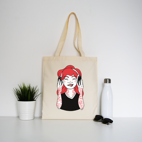 Tattooed girl tote bag canvas shopping - Graphic Gear