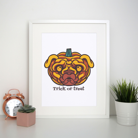 Pug pumpkin print poster wall art decor - Graphic Gear
