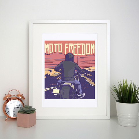 Motorbike freedom print poster wall art decor - Graphic Gear