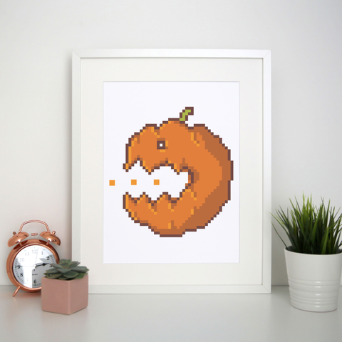 Pixel pumpkin print poster wall art decor - Graphic Gear