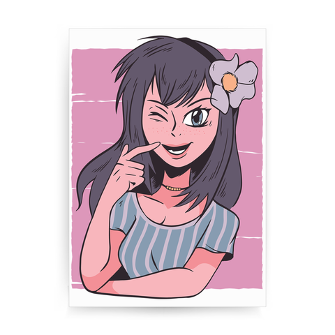 Flower anime girl print poster wall art decor - Graphic Gear