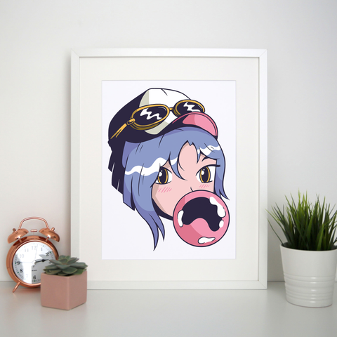 Anime girl with gum print poster wall art decor - Graphic Gear