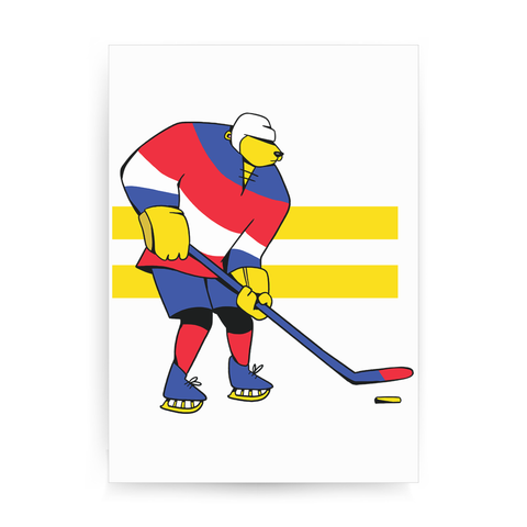 Ice hockey bear print poster wall art decor - Graphic Gear