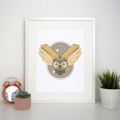 Owl books print poster wall art decor - Graphic Gear