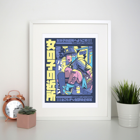 Urban anime girl print poster wall art decor - Graphic Gear