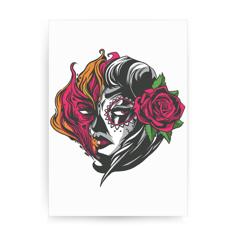 Mexican fire girl print poster wall art decor - Graphic Gear