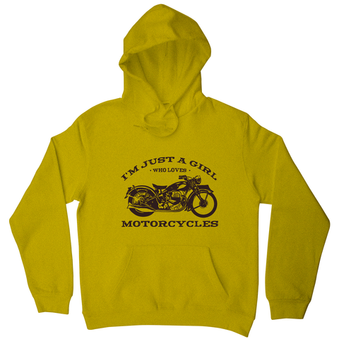 Biker girl quote hoodie Yellow