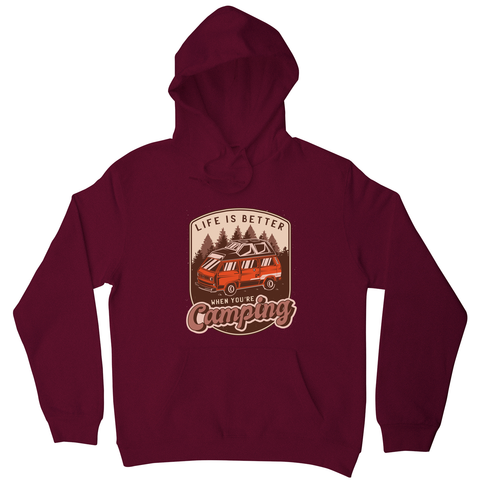 Camping van vintage badge hoodie Burgundy