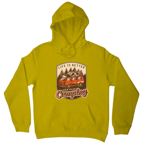 Camping van vintage badge hoodie Yellow