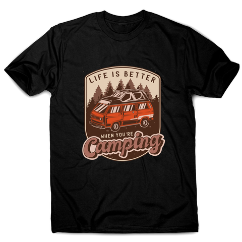 Camping van vintage badge men's t-shirt Black