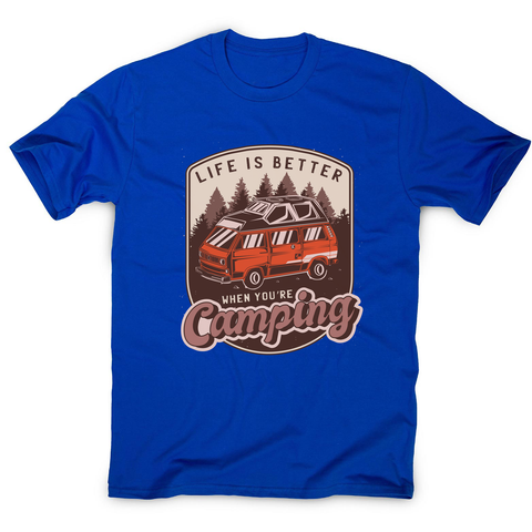 Camping van vintage badge men's t-shirt Blue