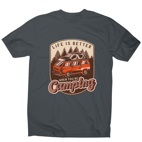 Camping van vintage badge men's t-shirt Charcoal
