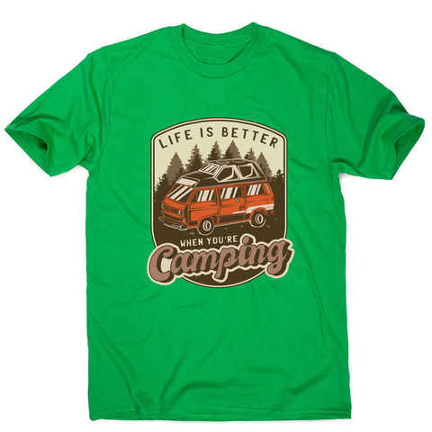 Camping van vintage badge men's t-shirt Green