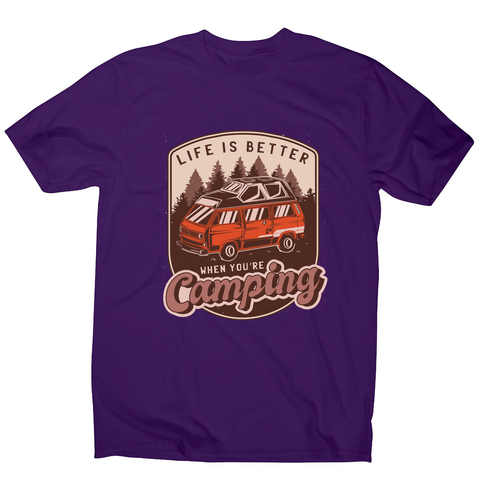 Camping van vintage badge men's t-shirt Purple