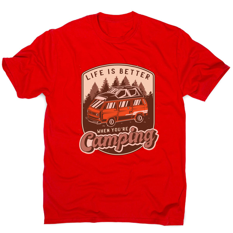 Camping van vintage badge men's t-shirt Red