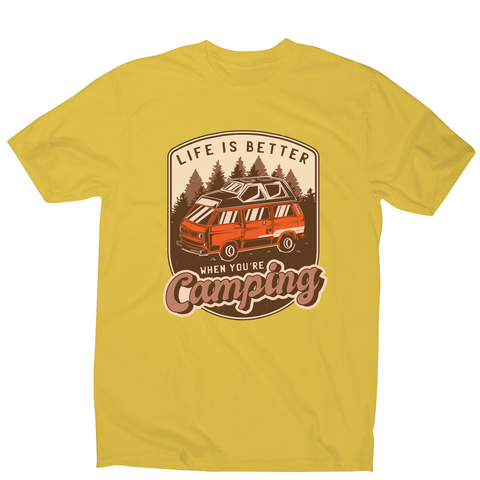 Camping van vintage badge men's t-shirt Yellow
