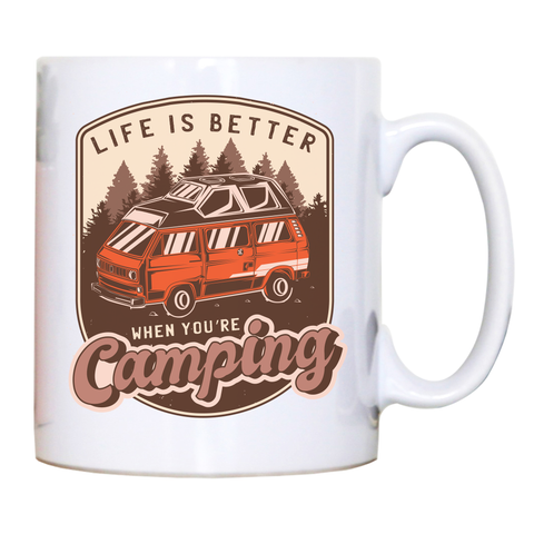 Camping van vintage badge mug coffee tea cup White