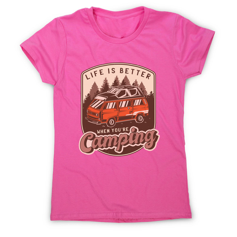 Camping van vintage badge women's t-shirt Pink