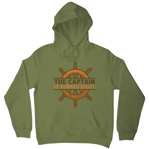 Captain ship wheel quote hoodie Olive Green