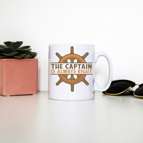 Captain ship wheel quote mug coffee tea cup White