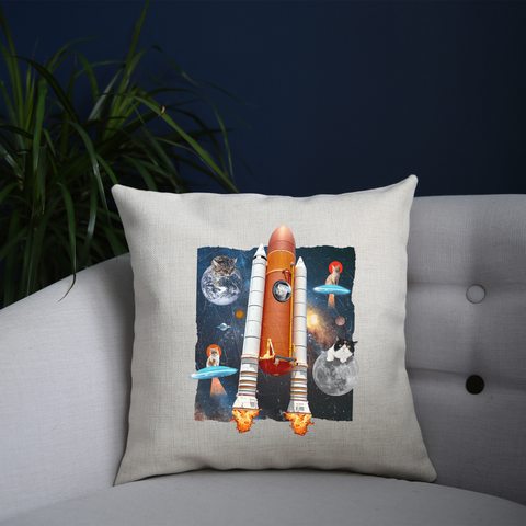 Cats in space funny collage cushion 40x40cm Cover +Inner