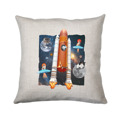 Cats in space funny collage cushion 40x40cm Cover +Inner