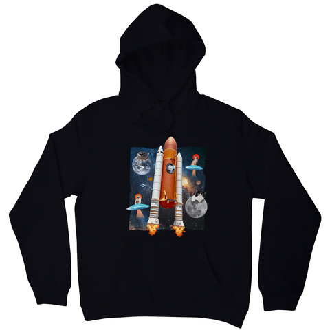Cats in space funny collage hoodie Black