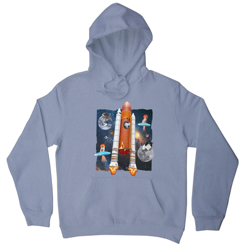 Cats in space funny collage hoodie Grey