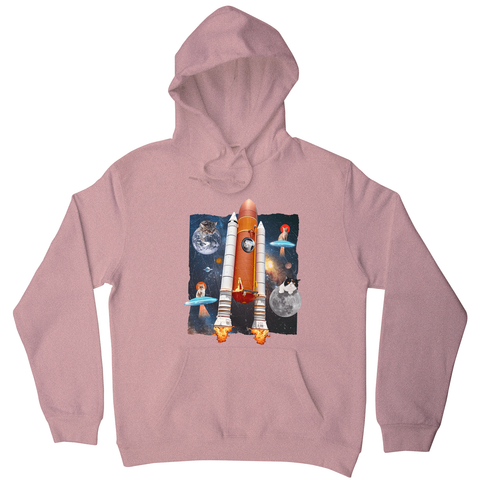 Cats in space funny collage hoodie Nude